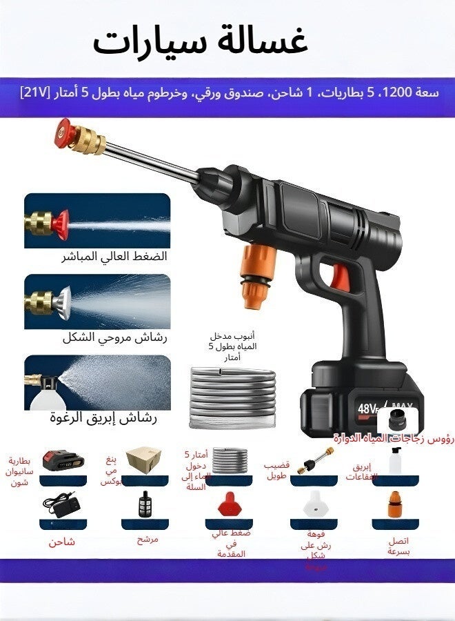 نظام تنظيف سيارات كامل يعمل بالليثيوم وحدة غسيل سيارات لاسلكية تعمل بالبطارية عالية الضغط أداة تنظيف سيارات منزلية محمولة بطارية 5 خلايا لوقت تشغيل أطول فوهة دوارة لتنظيف السيارة بسلاسة مثالية لغسيل السيارات في الهواء الطلق في مواقف السيارات والمرائب المنزلية والمواقع المماثلة حل مريح لتنظيف السيارات - Image 1